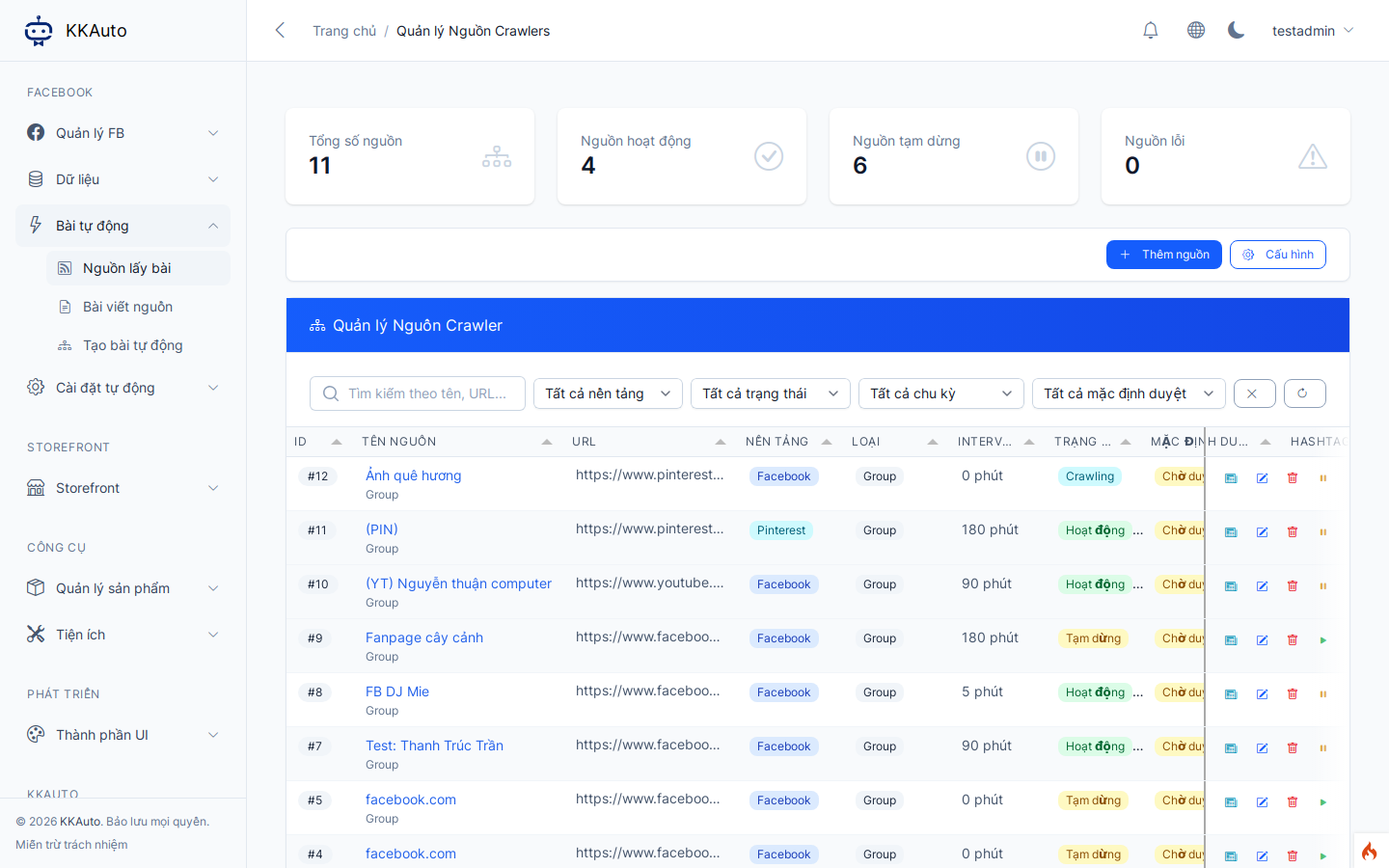 Trang Nguồn lấy bài trên Website quản lý